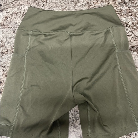 Gymshark Green Bike Shorts with Stretchy Fabric and Seam Detailing - Picture 3 of 4